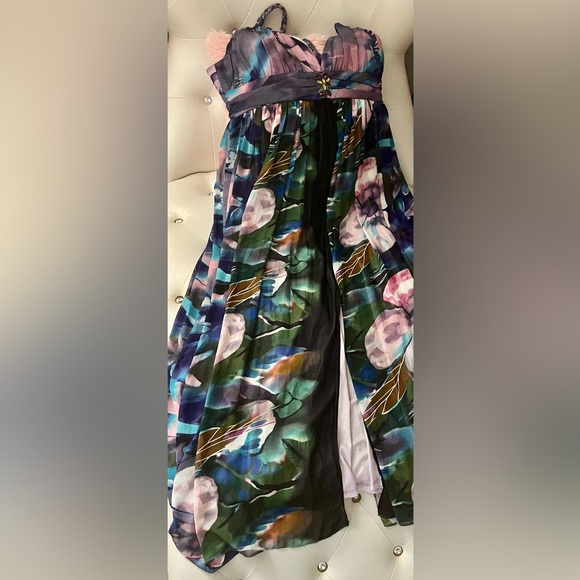 Ever Pretty Multicolor Floral Jeweled Bodice Flowy Maxi Dress Size 2XL - Picture 3 of 8